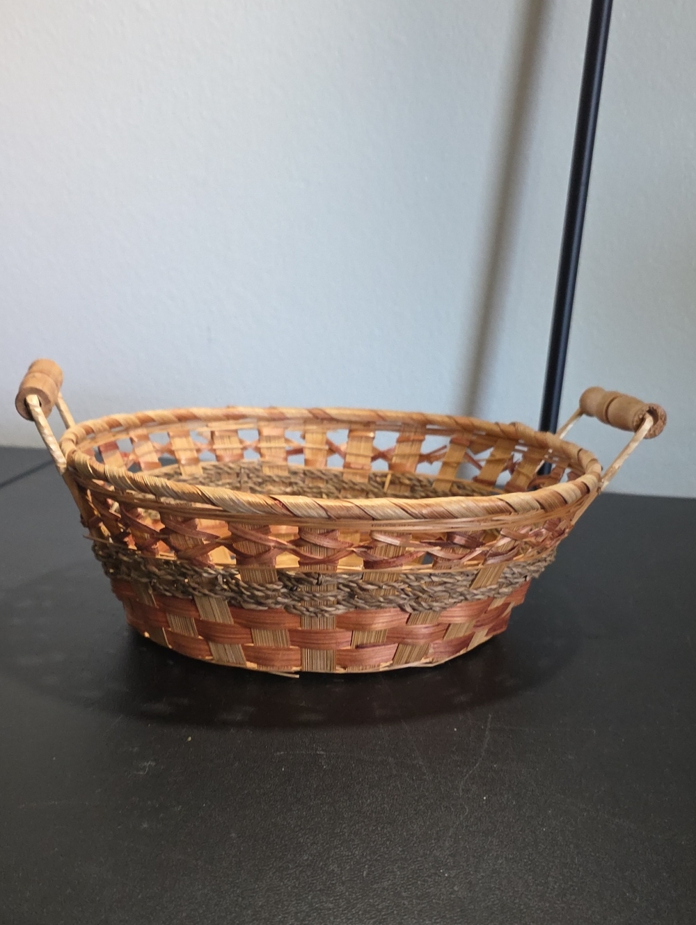 Handwoven Natural Brown Decorative Basket with Handles